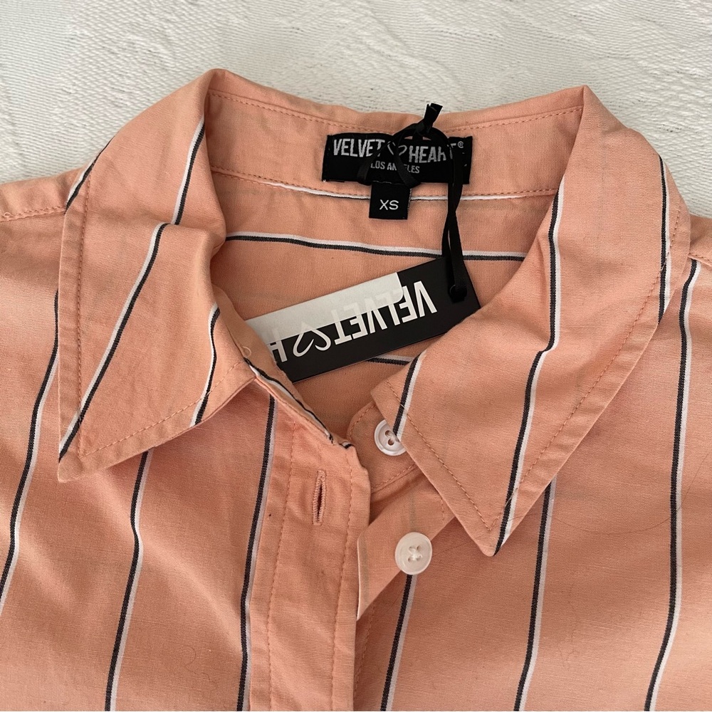 VELVET & HEART RANDALL Button up STRIPE Peach SHIRT - Picture 13 of 14